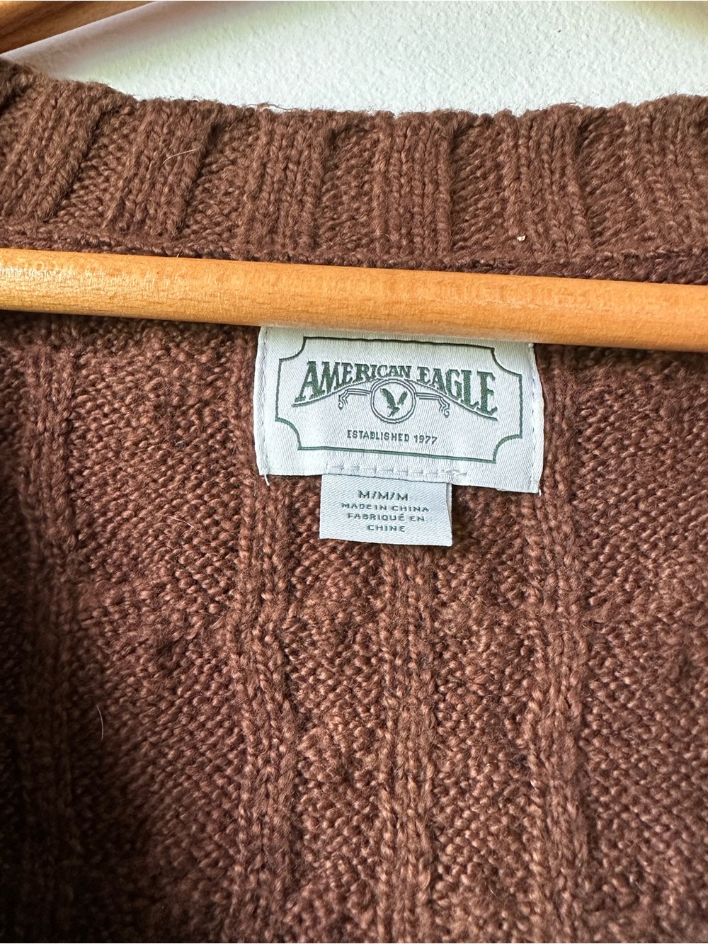 American Eagle Outfitters Brown Cable Knit V-Neck Button Cardigan - Picture 2 of 10